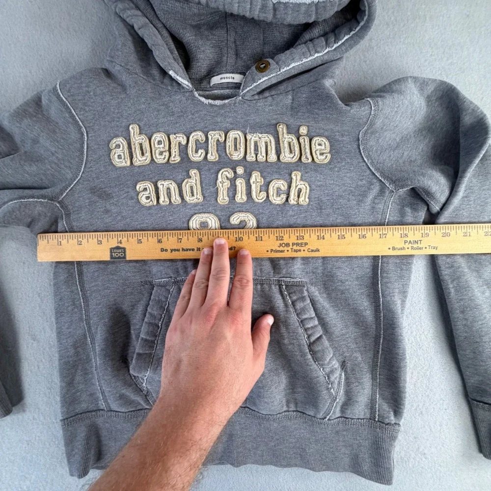 Abercrombie and Fitch 92 Grey Pullover Hoodie Vintage Y2K Streetwear Boys Large